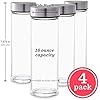 Juice Bottles - 4 Pack Wide Mouth Glass Bottles with Lids - for Juicing, Smoothies, Infused Water, Beverage Storage - 16oz, BPA Free, Stainless Steel Lids, Leakproof, Reusable, Borosilicate