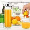 Clear Glass Bottles with Lids 18 oz, Reusable Glass Water Bottles with Stainless Steel Cap for Juicing,Refrigerator,100% Leak Proof, BPA Free, Glass Juice Bottles Set of 6