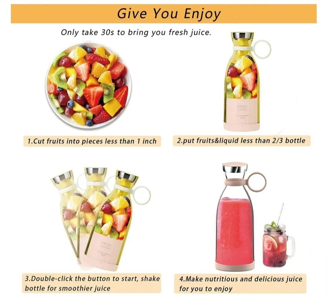 Portable and Electric Blender Bottle Juicer for Shakes and Smoothies, Mini Juicer